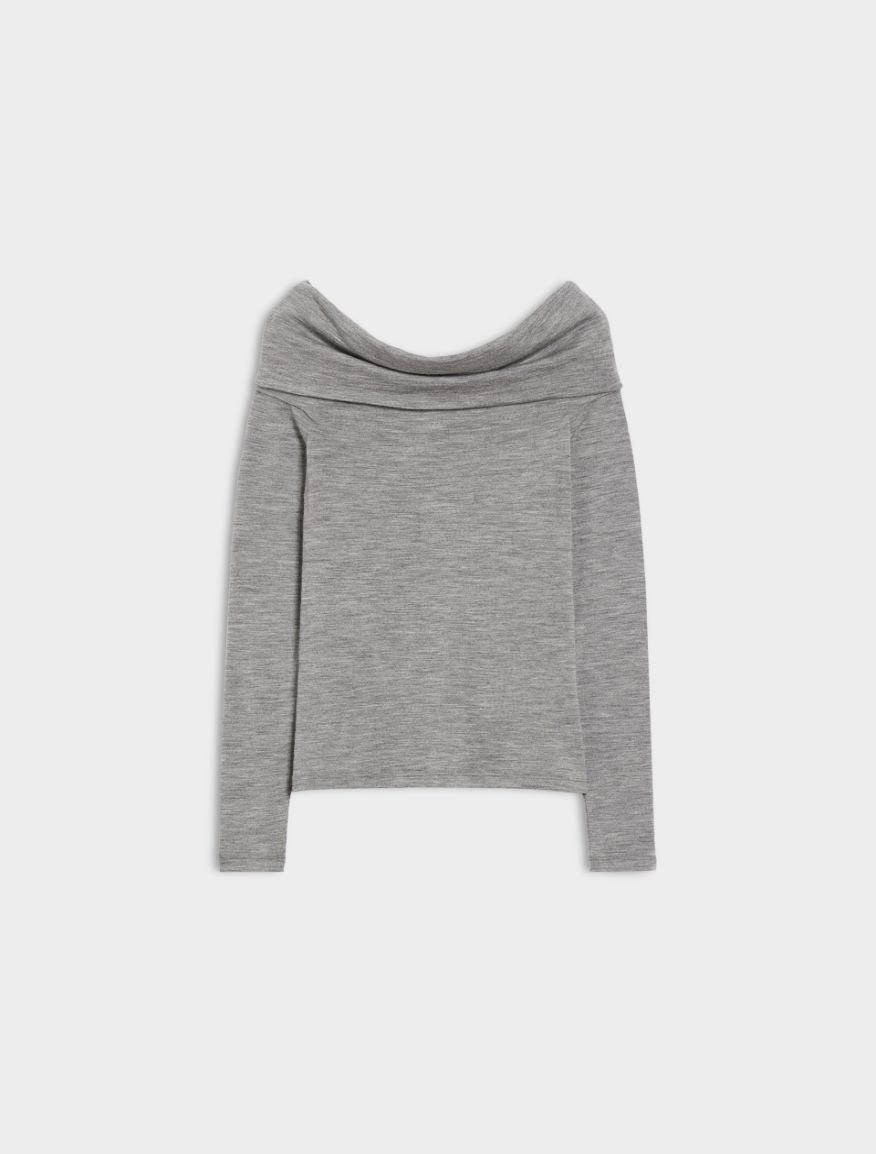 Off-the-shoulder sweater - MELANGE LIGHT GREY - Iblues - 5
