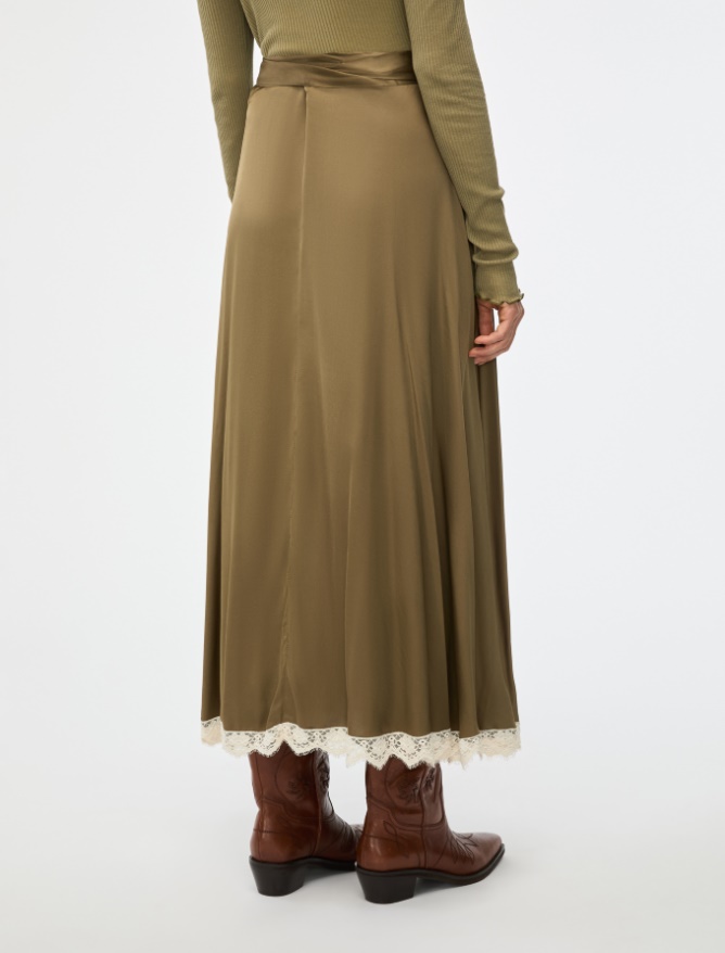 Satin skirt - OLIVE
