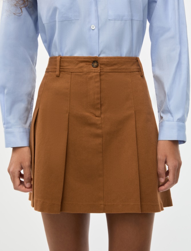 Pleated skirt - TOBACCO BROWN