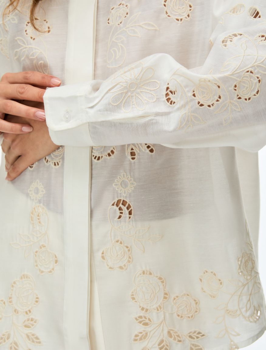 Embroidered shirt - WHITE - Iblues - 3