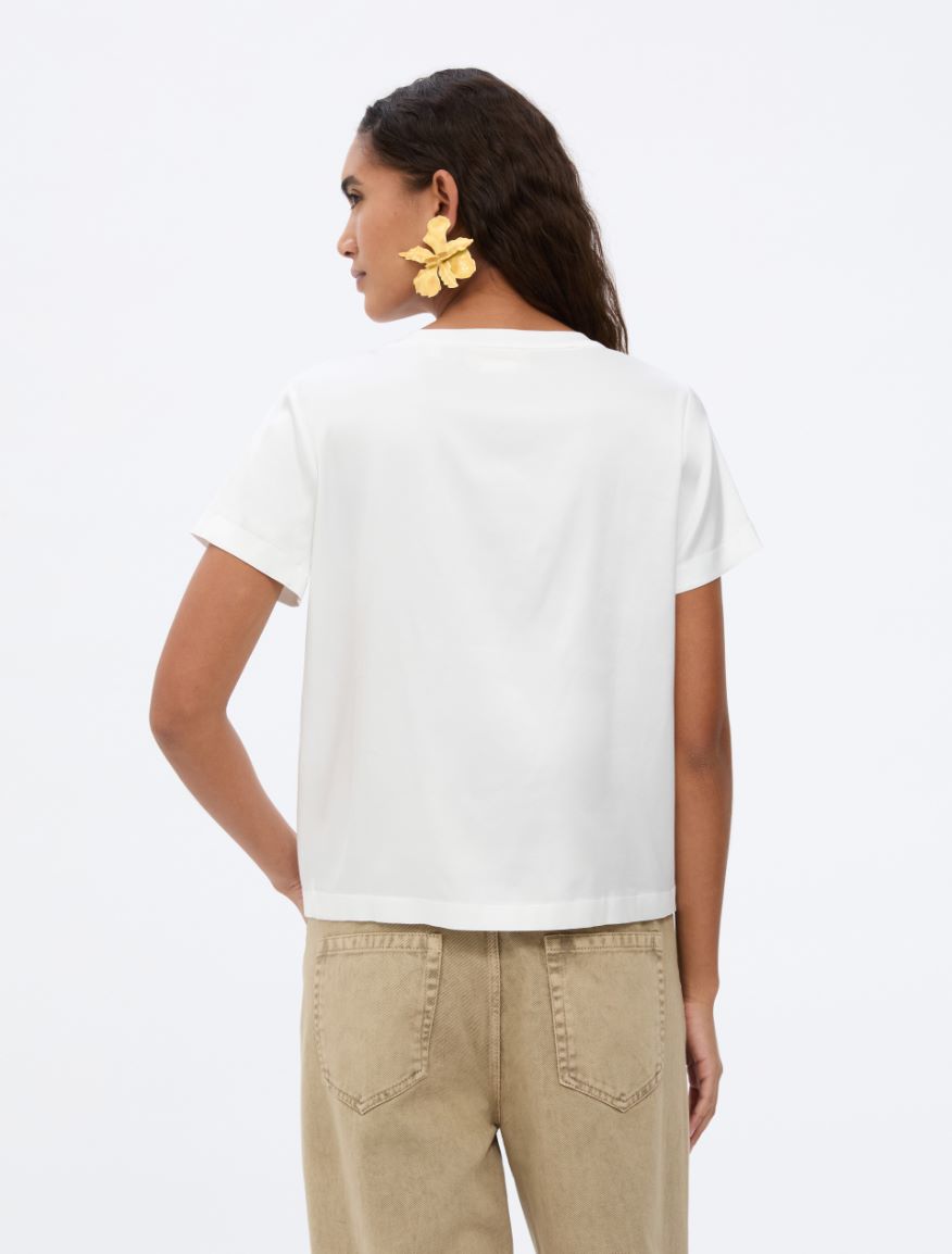 Flowing T-shirt - WOOL WHITE - Iblues - 2