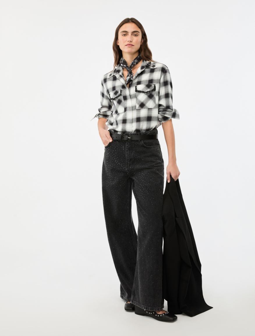 Rhinestone shirt - BLACK - Iblues - 4