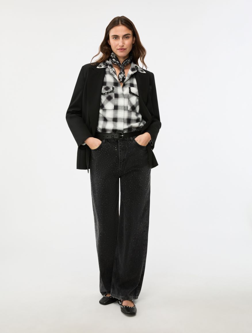 Rhinestone shirt - BLACK - Iblues - 5