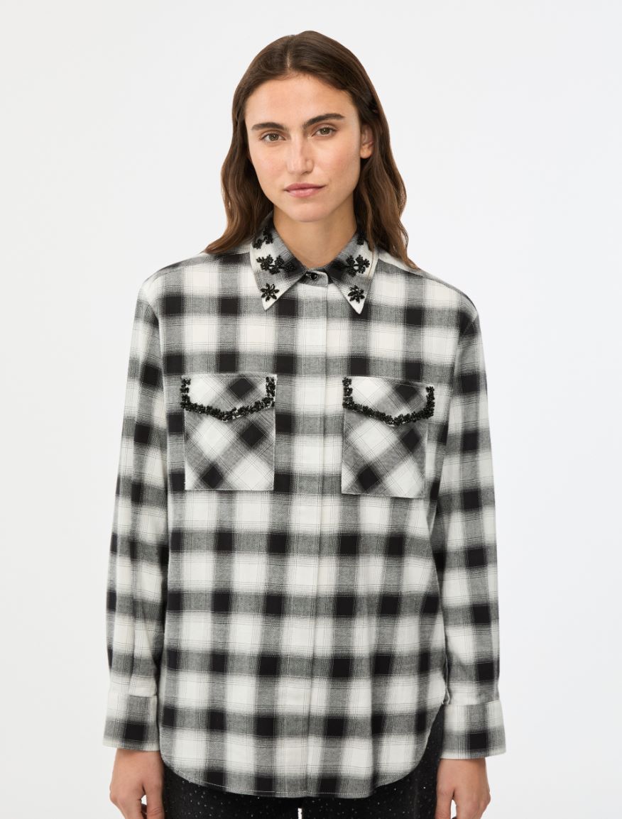 Rhinestone shirt - BLACK - Iblues