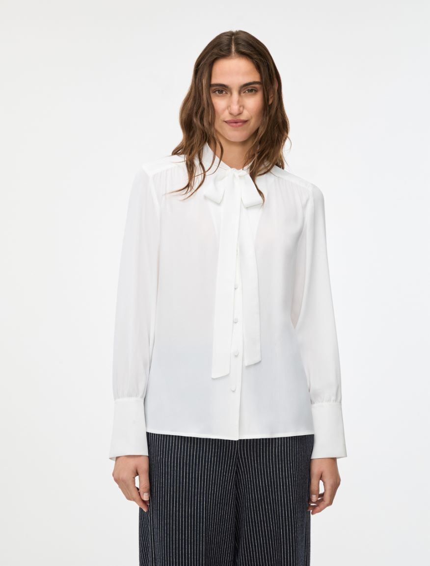 Silk-blend shirt - WHITE - Iblues