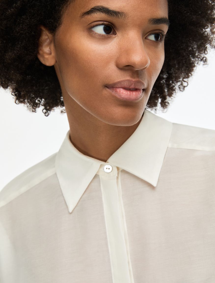 Silk-blend shirt - WHITE - Iblues - 3