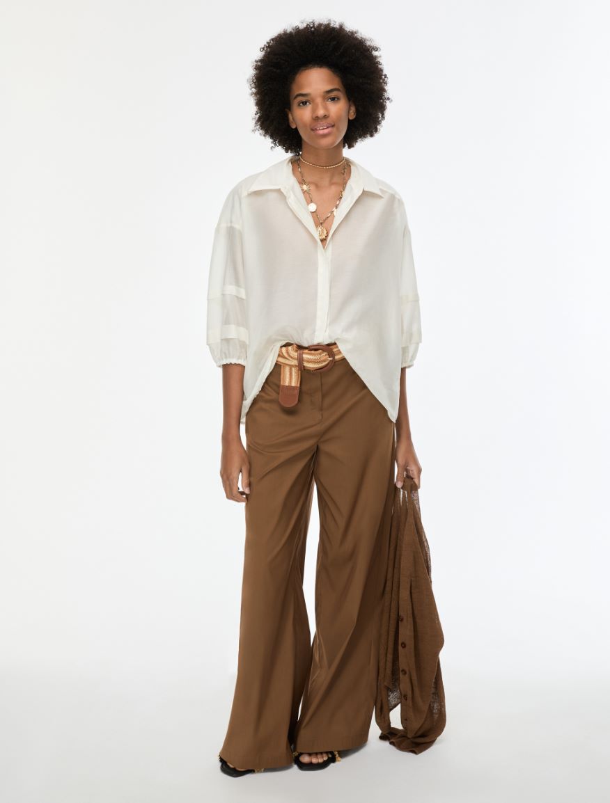 Silk-blend shirt - WHITE - Iblues - 4