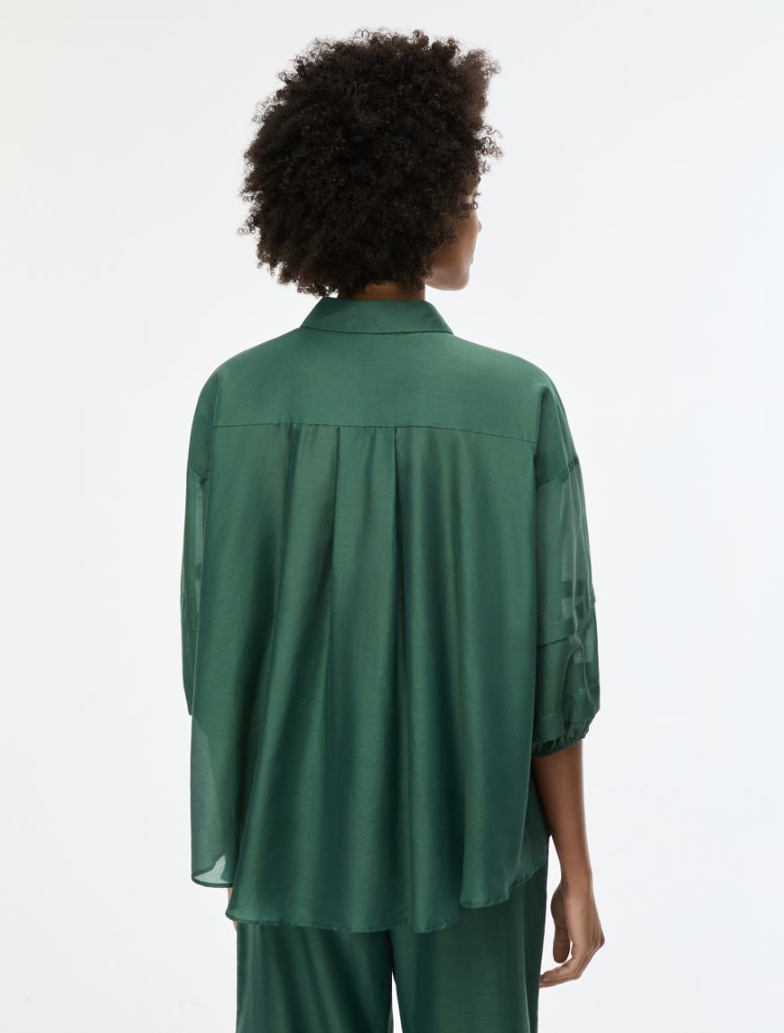 Silk-blend shirt - GREEN - Iblues - 2