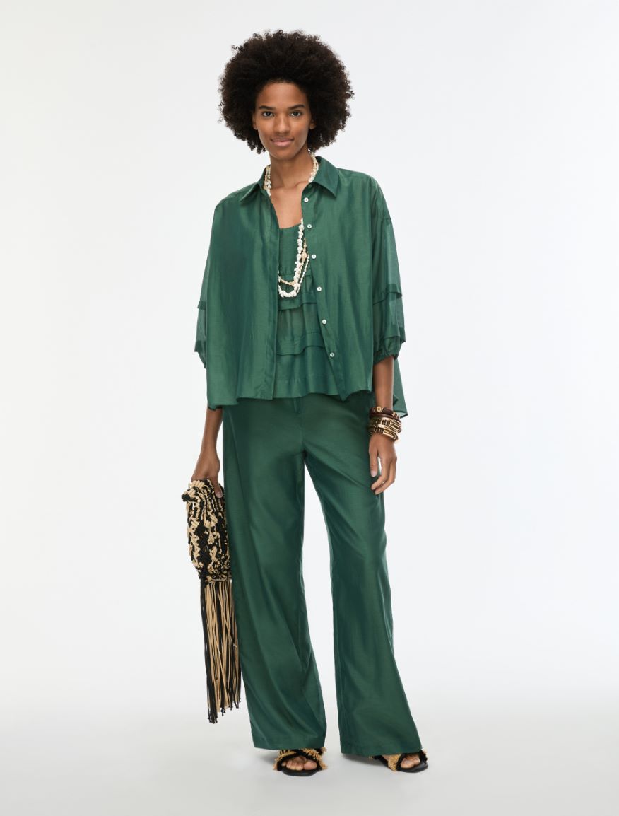 Silk-blend shirt - GREEN - Iblues - 4