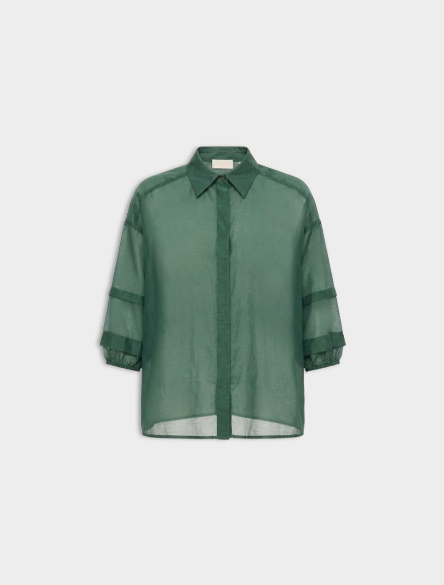 Silk-blend shirt - GREEN - Iblues - 5