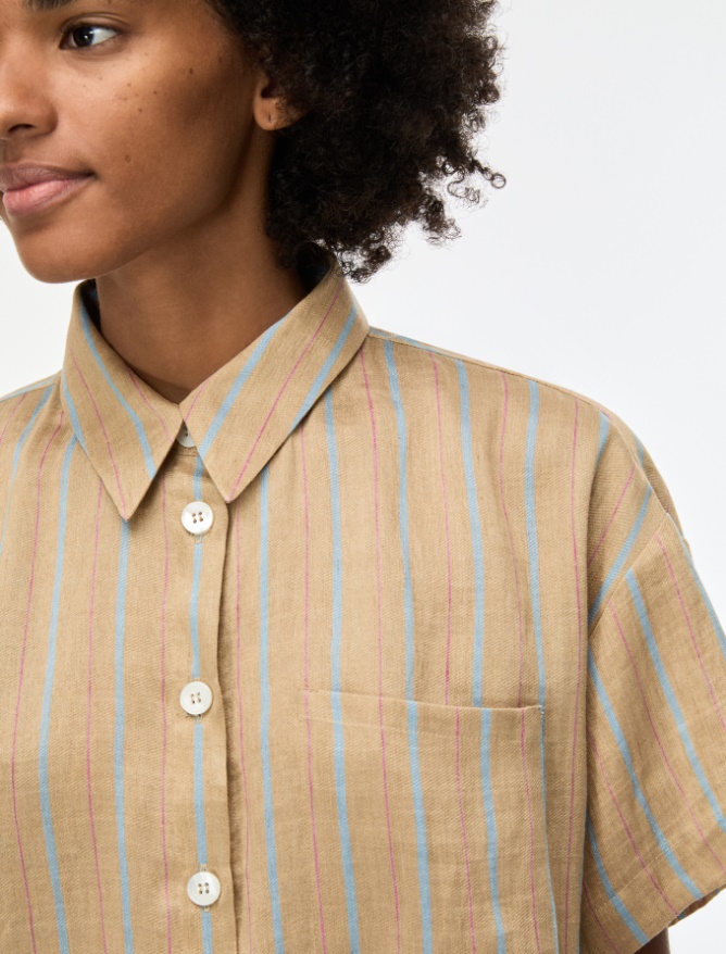 Linen-blend shirt - SAND