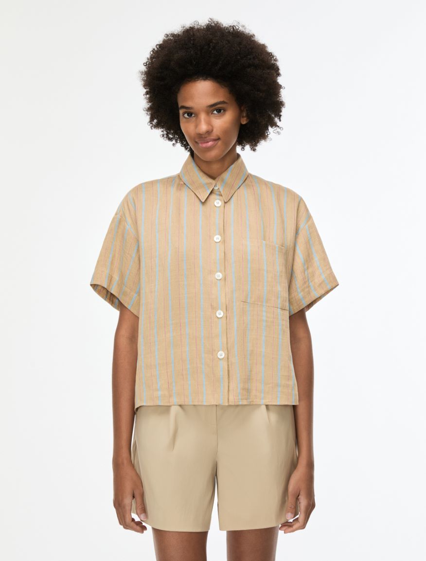 Linen-blend shirt - SAND - Iblues - 4