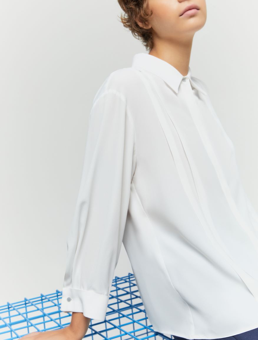 Silk-blend shirt - WHITE - Iblues