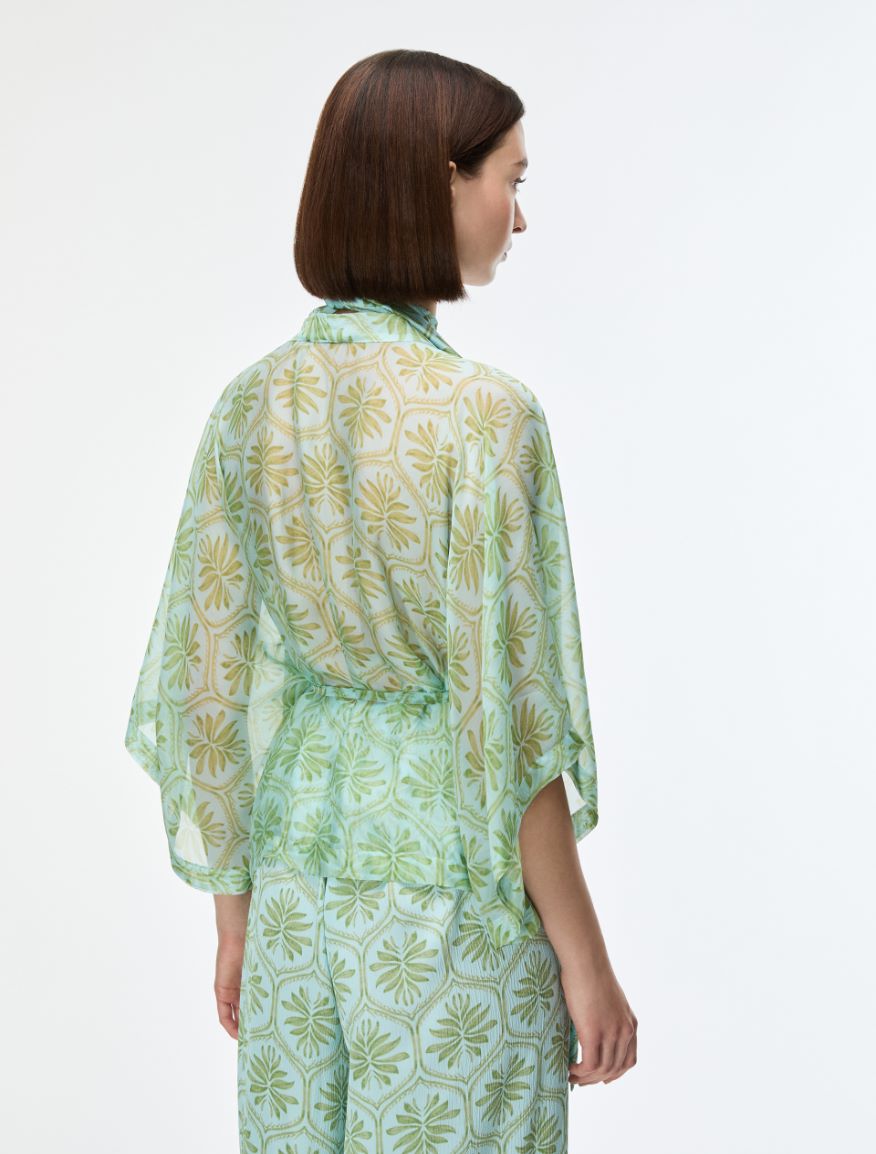 Loose-fit silk-blend blouse - AQUAMARINE - Iblues - 2