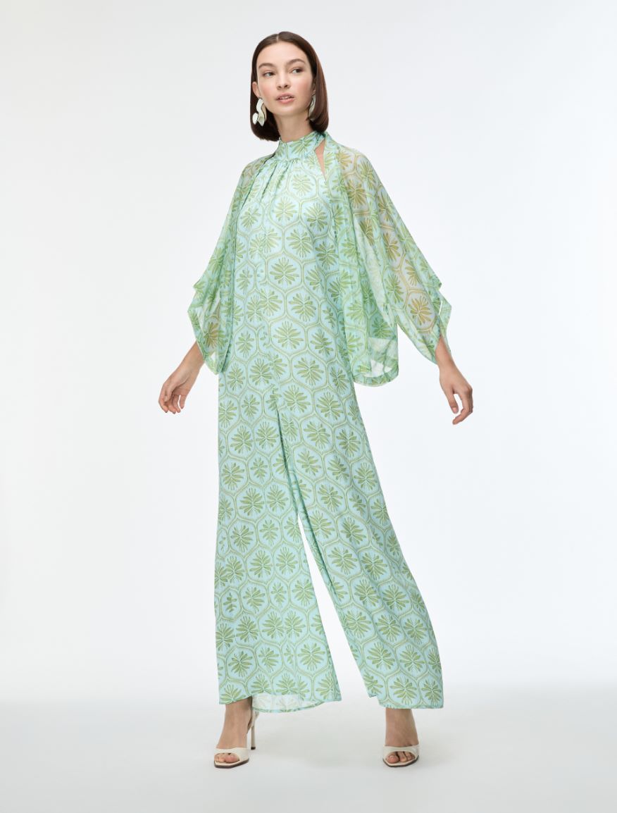 Loose-fit silk-blend blouse - AQUAMARINE - Iblues - 4