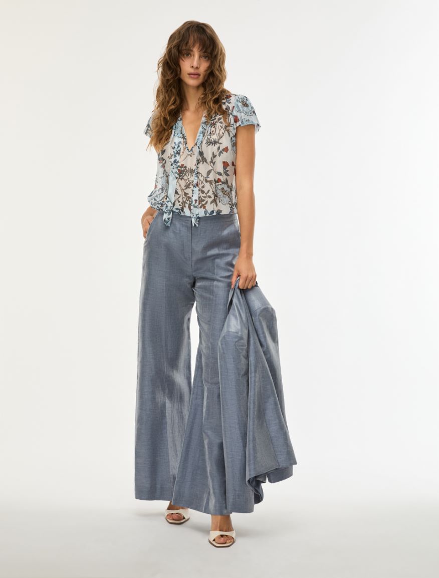 Silk-blend blouse - DARK BLUE - Iblues - 4