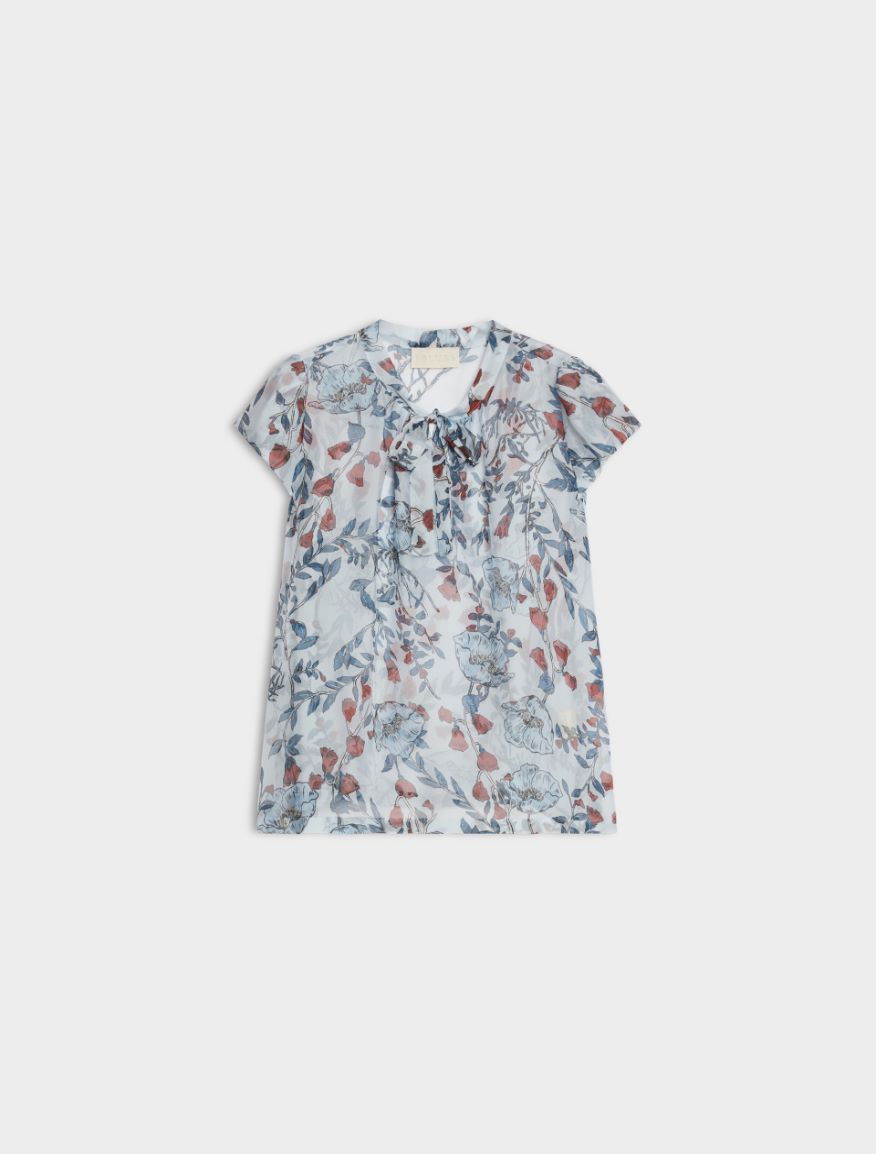 Silk-blend blouse - DARK BLUE - Iblues - 5