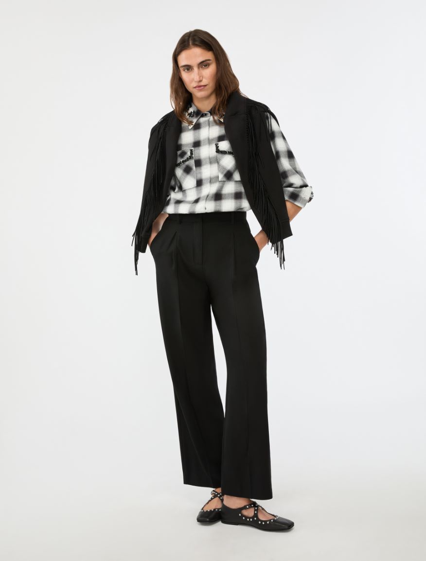 Wool-blend trousers - Black - Iblues - 4