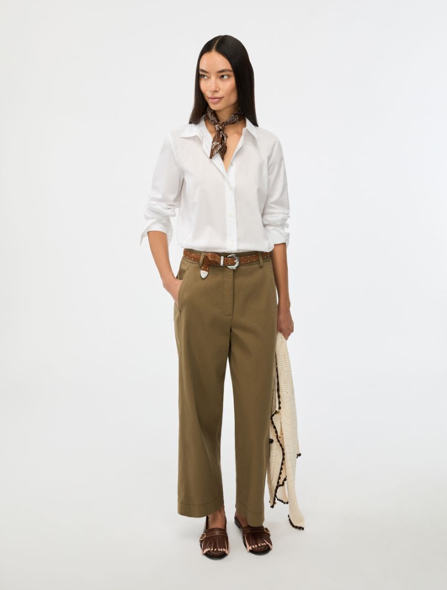 Wide-leg trousers - OLIVE - Iblues - 4