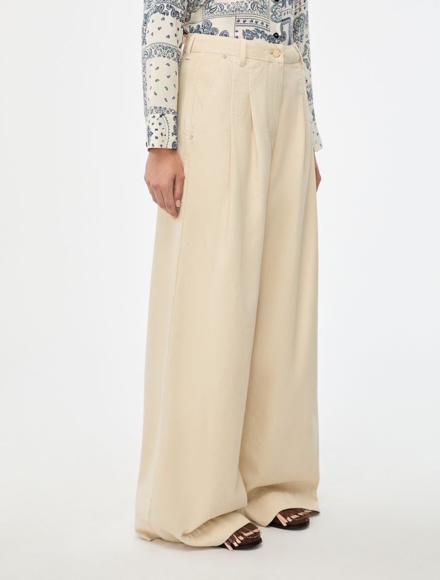 Wide-leg trousers - IVORY - Iblues
