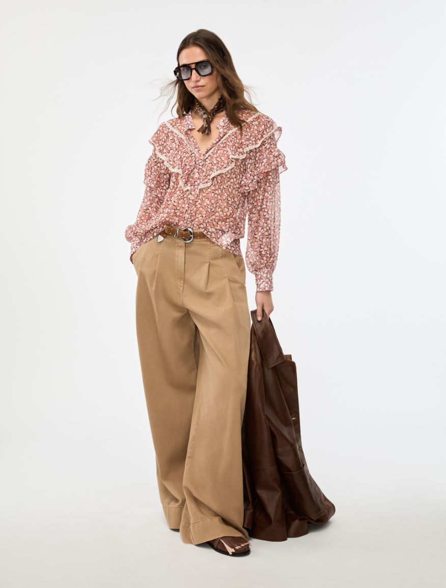 Wide-leg trousers - Camel - Iblues - 4