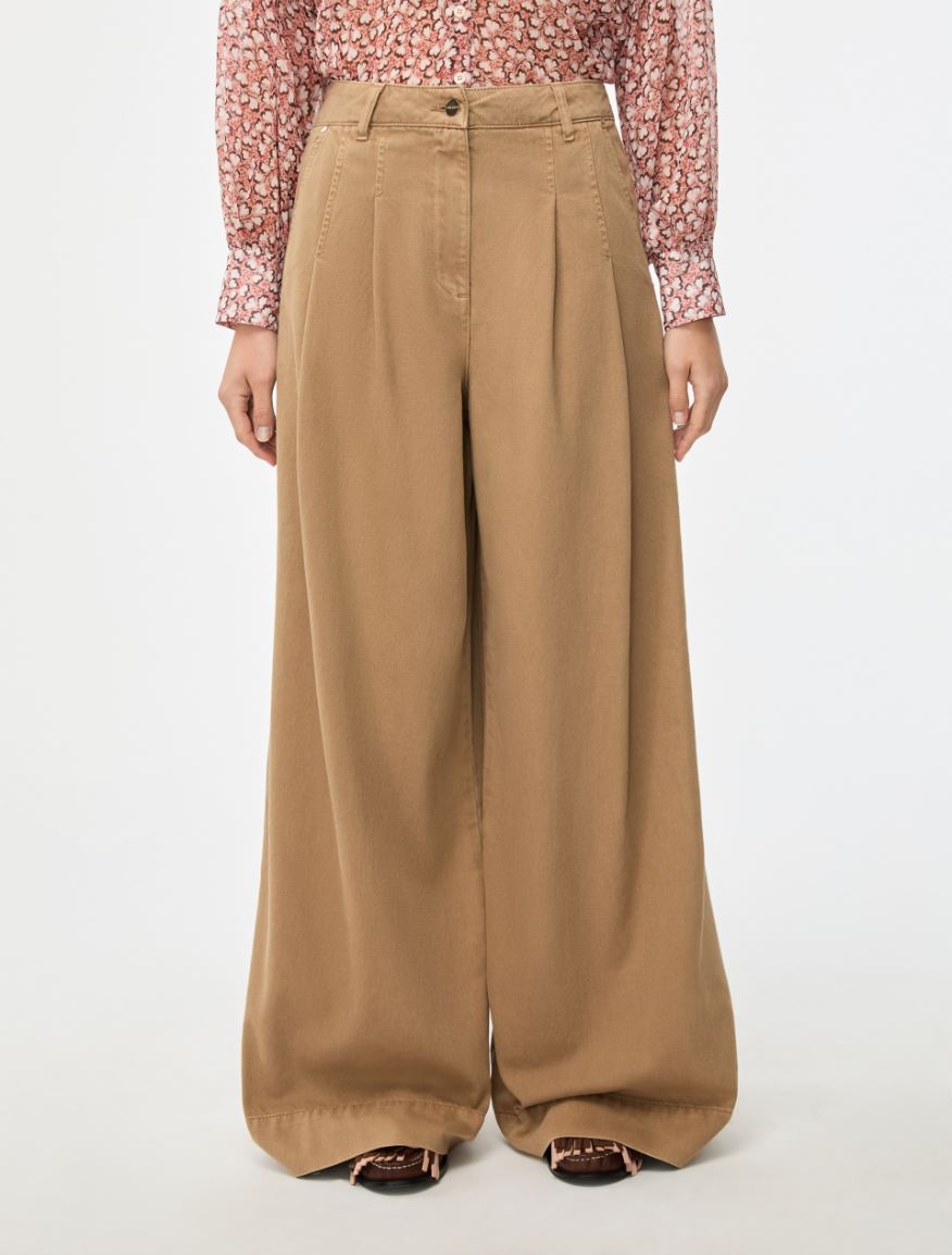 Wide-leg trousers - Camel - Iblues