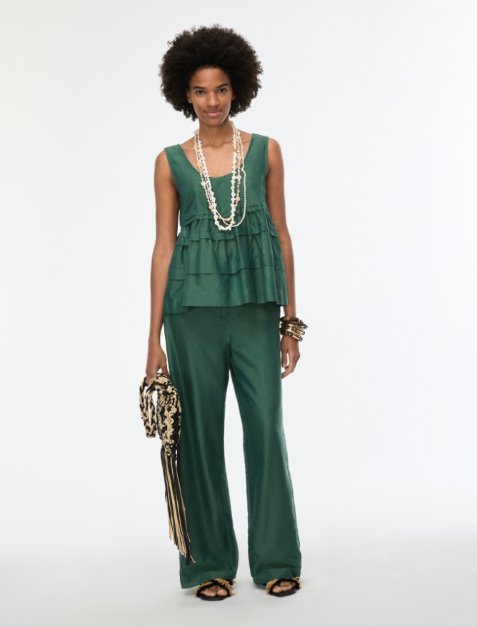 Silk-blend muslin trousers - 