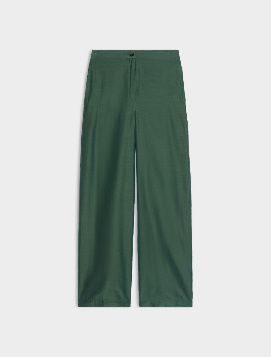 Silk-blend muslin trousers - GREEN - Iblues - 5