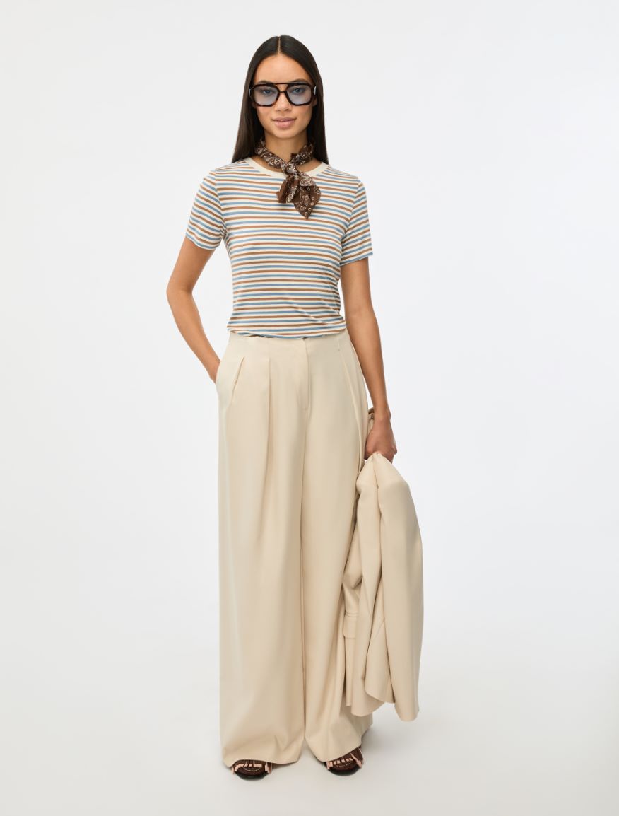 Palazzo trousers - IVORY - Iblues - 4