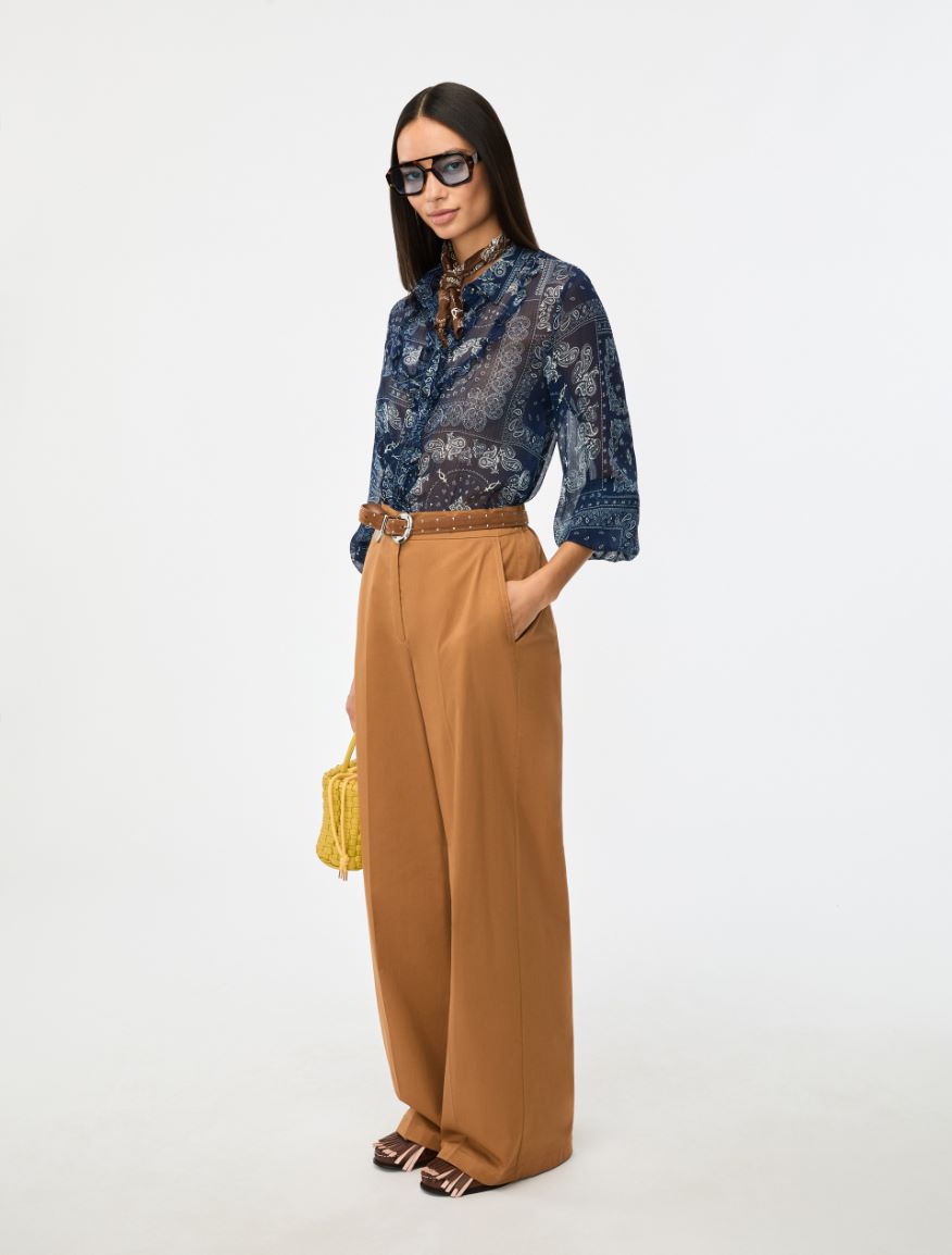 Wide-leg trousers - TOBACCO BROWN - Iblues - 4
