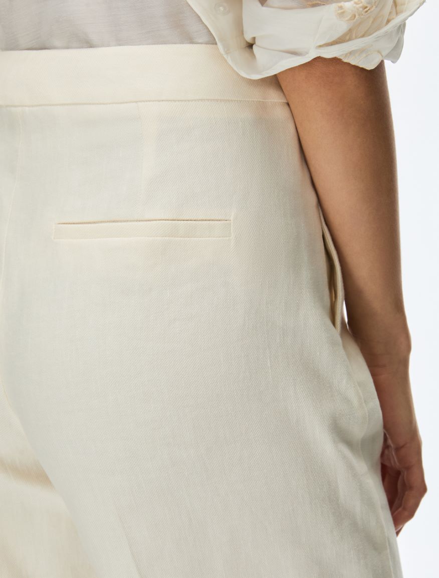 Linen-blend trousers - IVORY - Iblues - 3