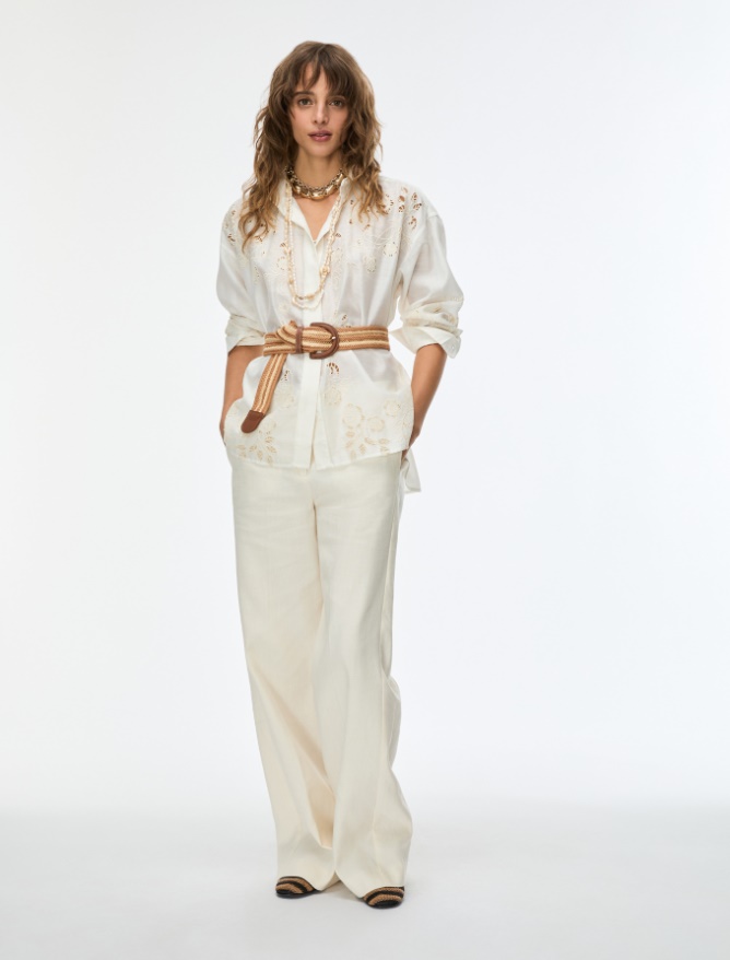 Linen-blend trousers - 