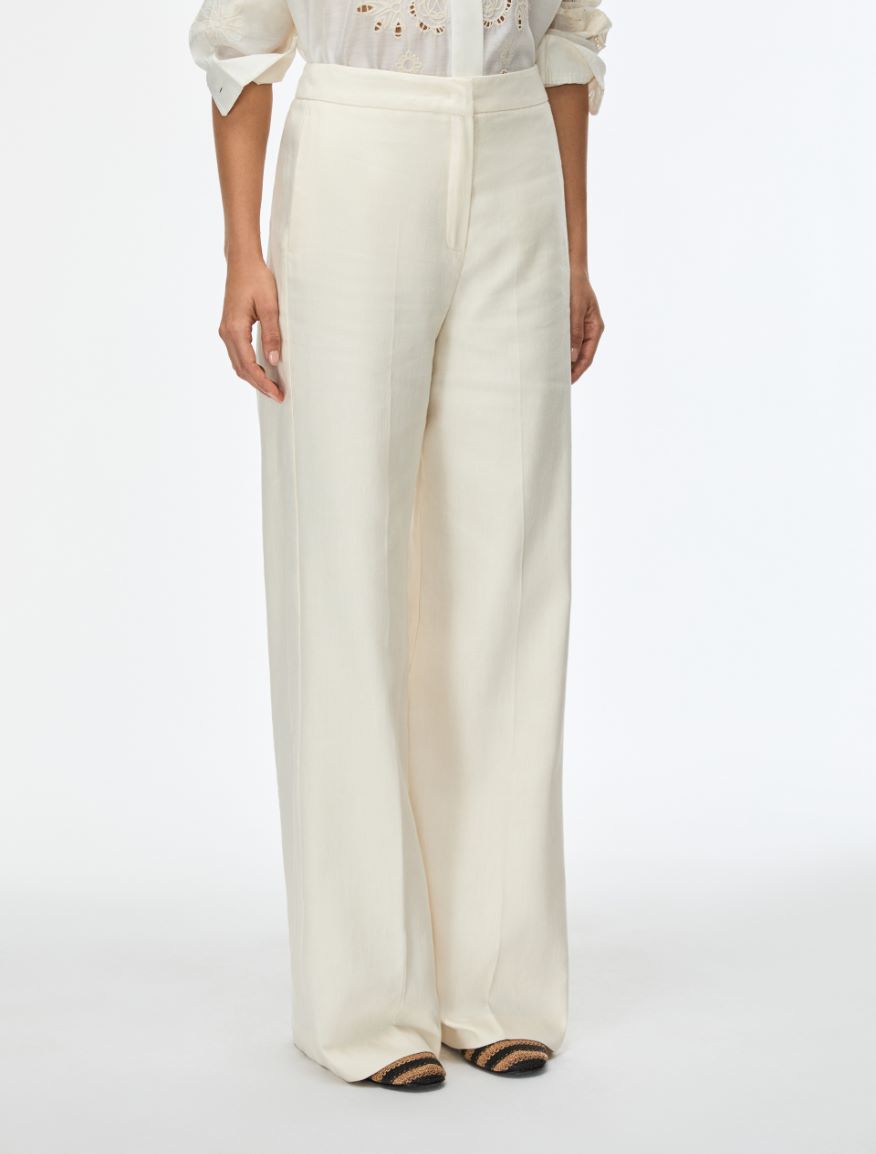 Linen-blend trousers - IVORY - Iblues