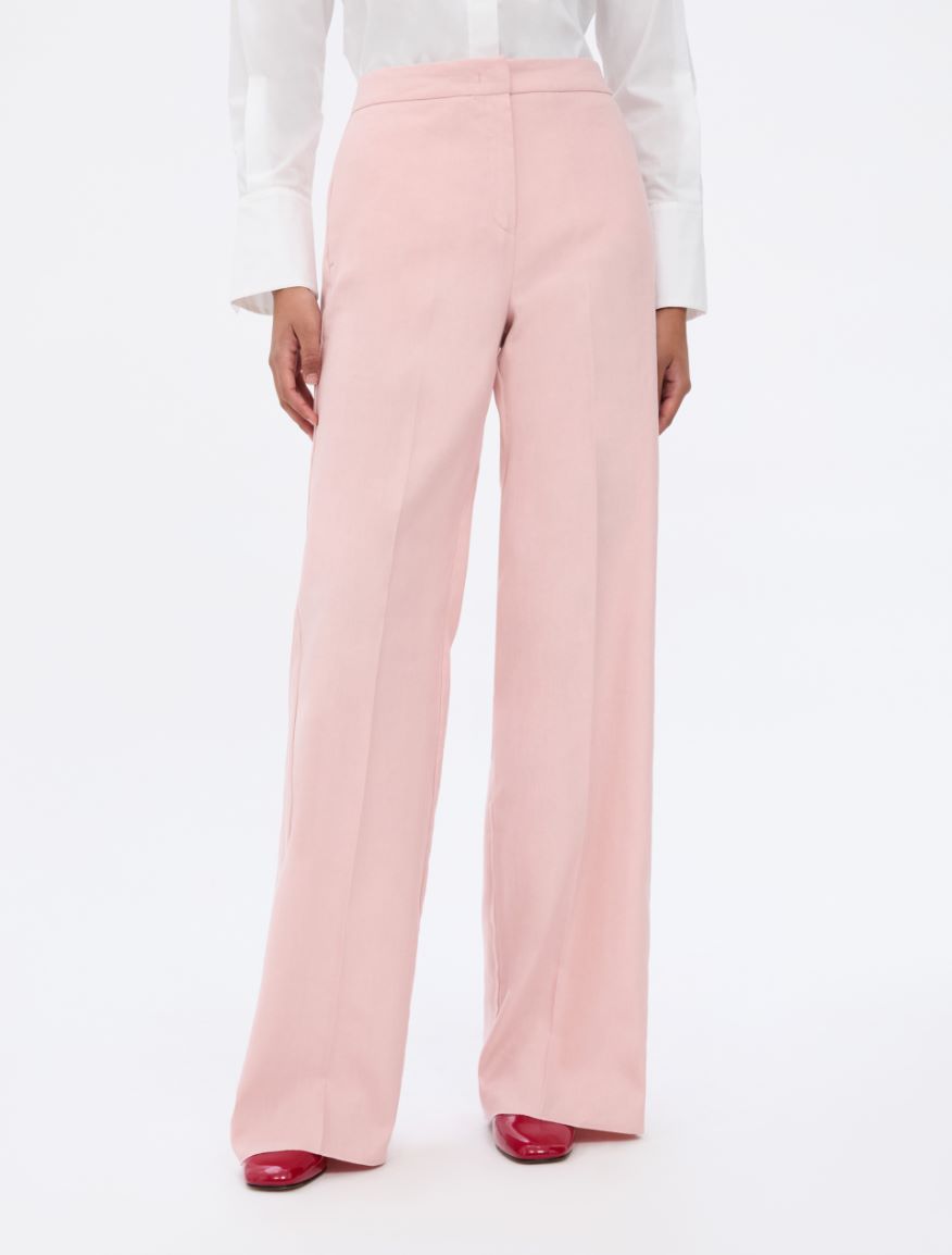 Linen-blend trousers - POWDER - Iblues