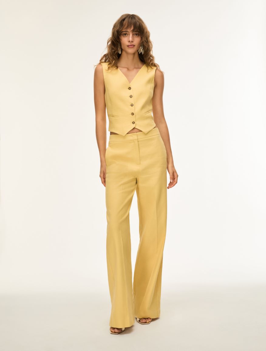 Linen-blend trousers - HONEY - Iblues - 4