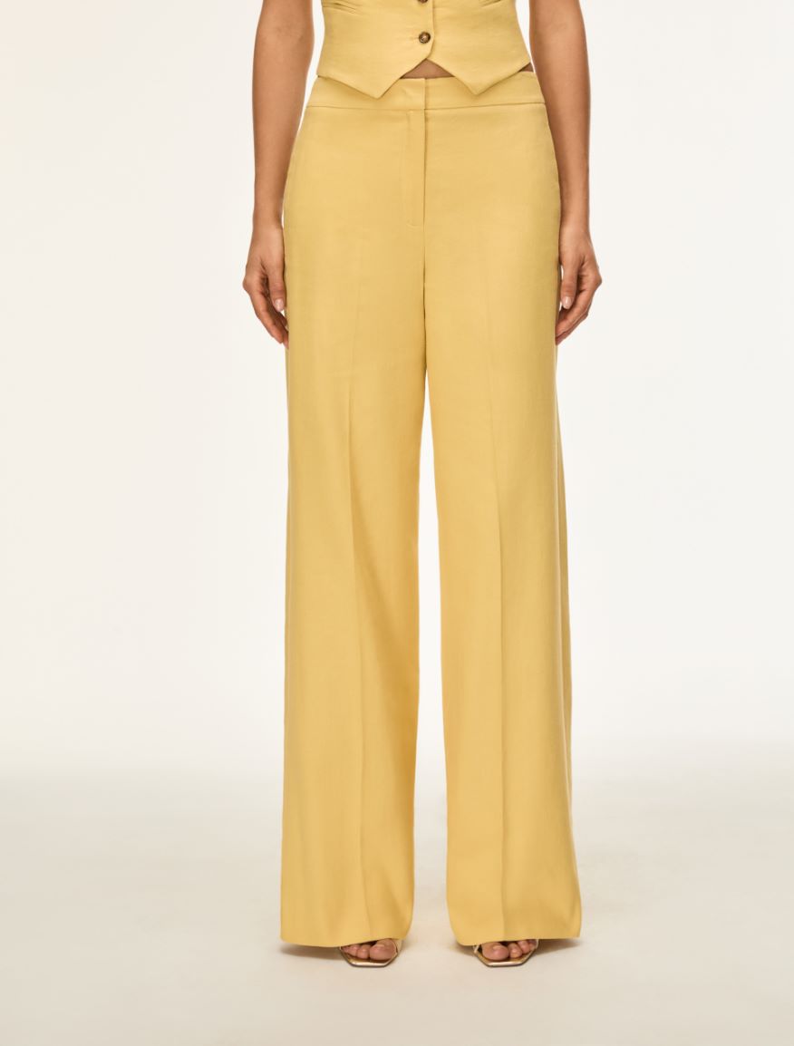Linen-blend trousers - HONEY - Iblues