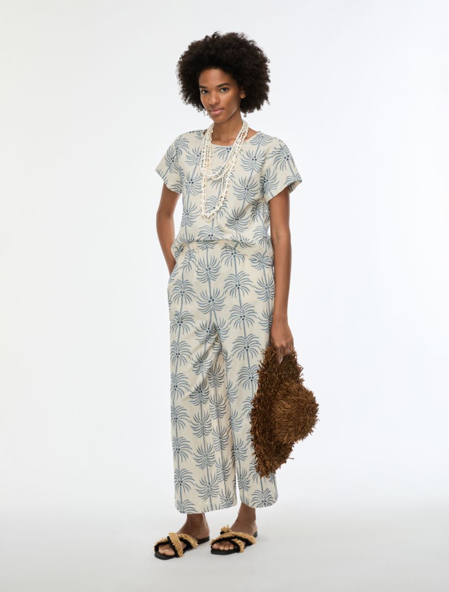 Embroidered trousers - ECRU - Iblues - 4