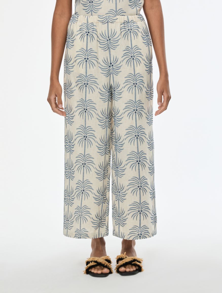 Embroidered trousers - ECRU - Iblues