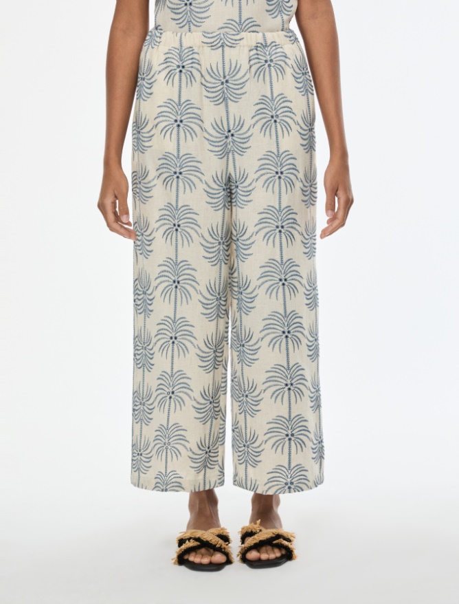 Embroidered trousers - ECRU - Iblues