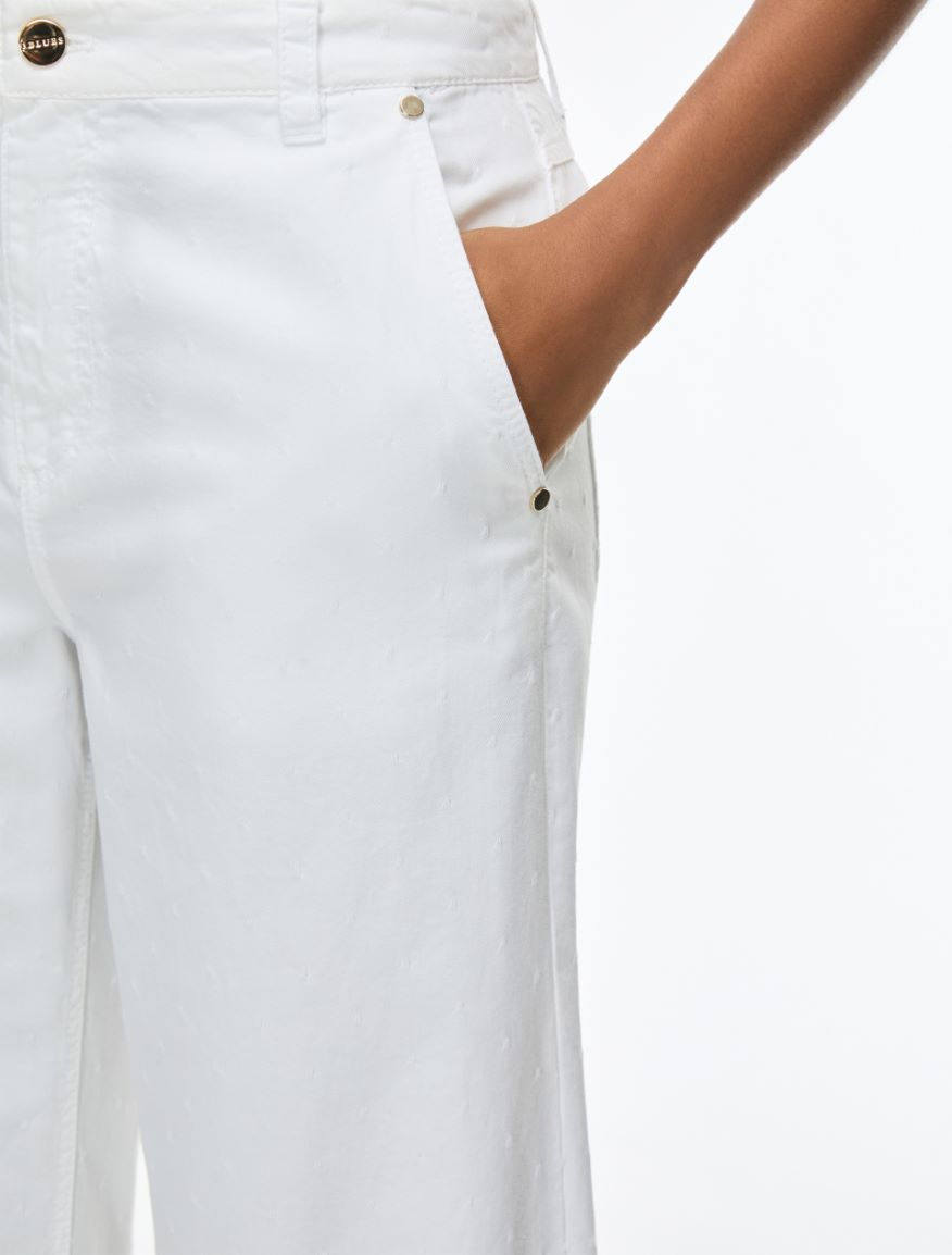 Jacquard trousers - OPTICAL WHITE - Iblues - 3