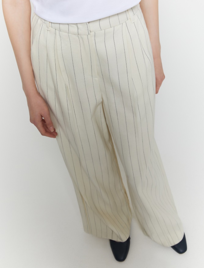 Pantaloni wide leg - LATTE