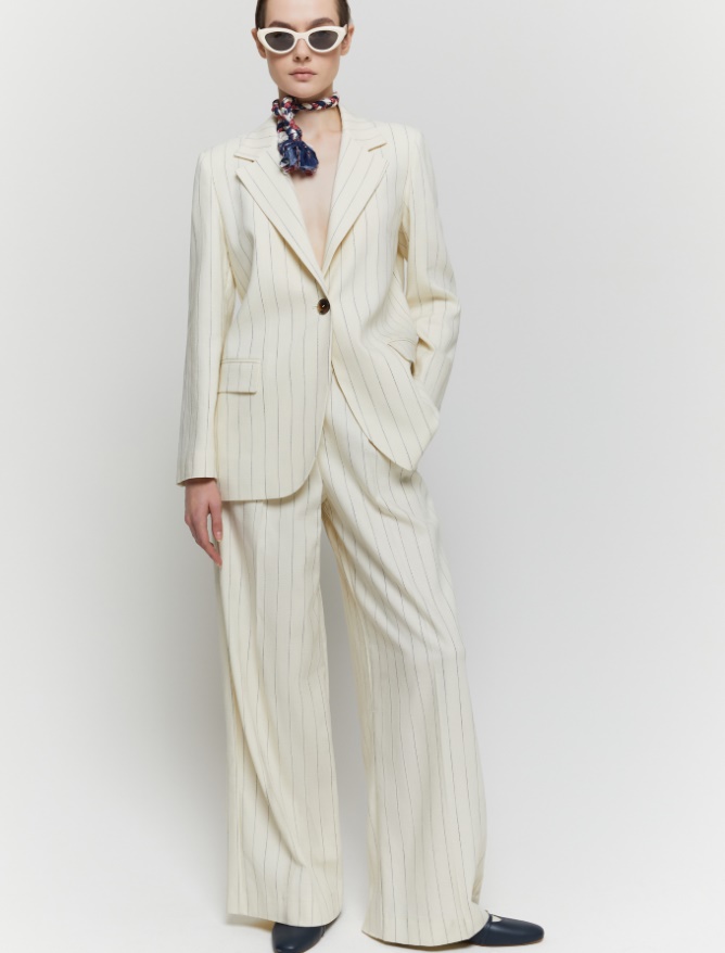 Pantaloni wide leg - LATTE