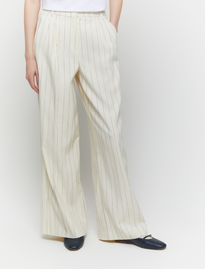 Pantaloni wide leg - LATTE