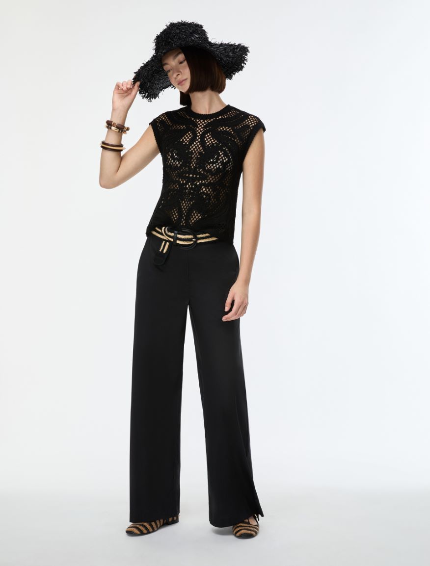 Stretch poplin trousers - BLACK - Iblues - 4