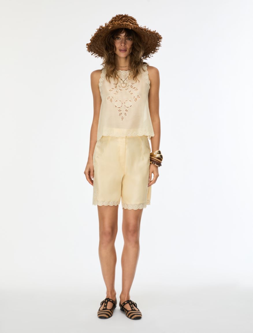 Embroidered Bermuda shorts - BISCUIT - Iblues - 4