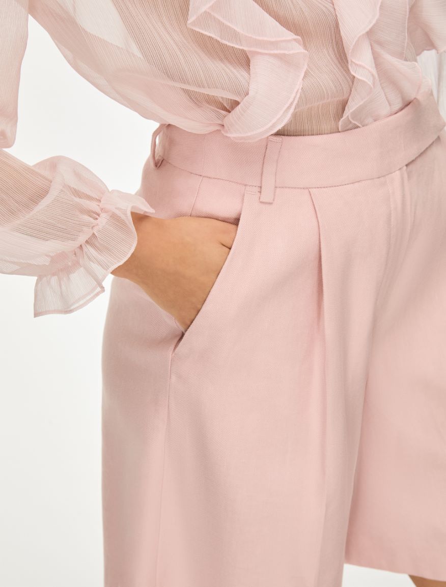 Linen-blend Bermuda shorts - POWDER - Iblues - 3