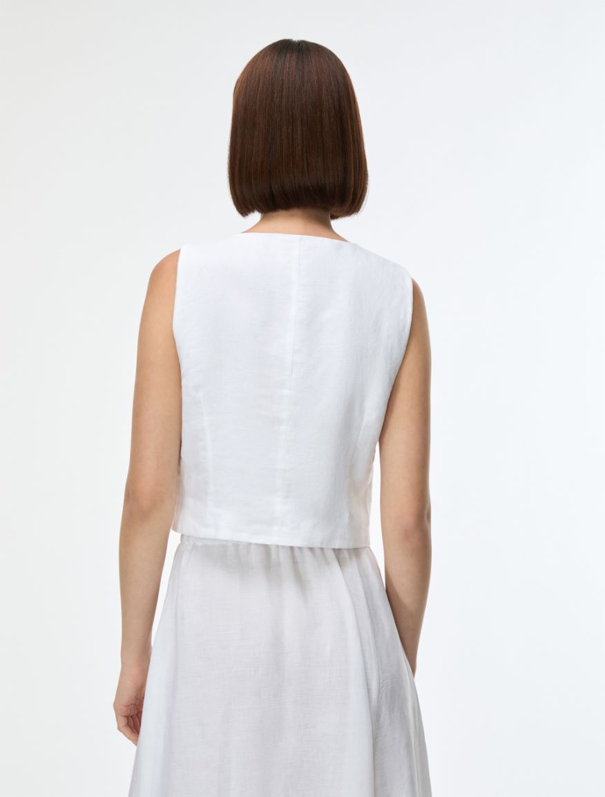 Linen gilet - WHITE - Iblues - 2
