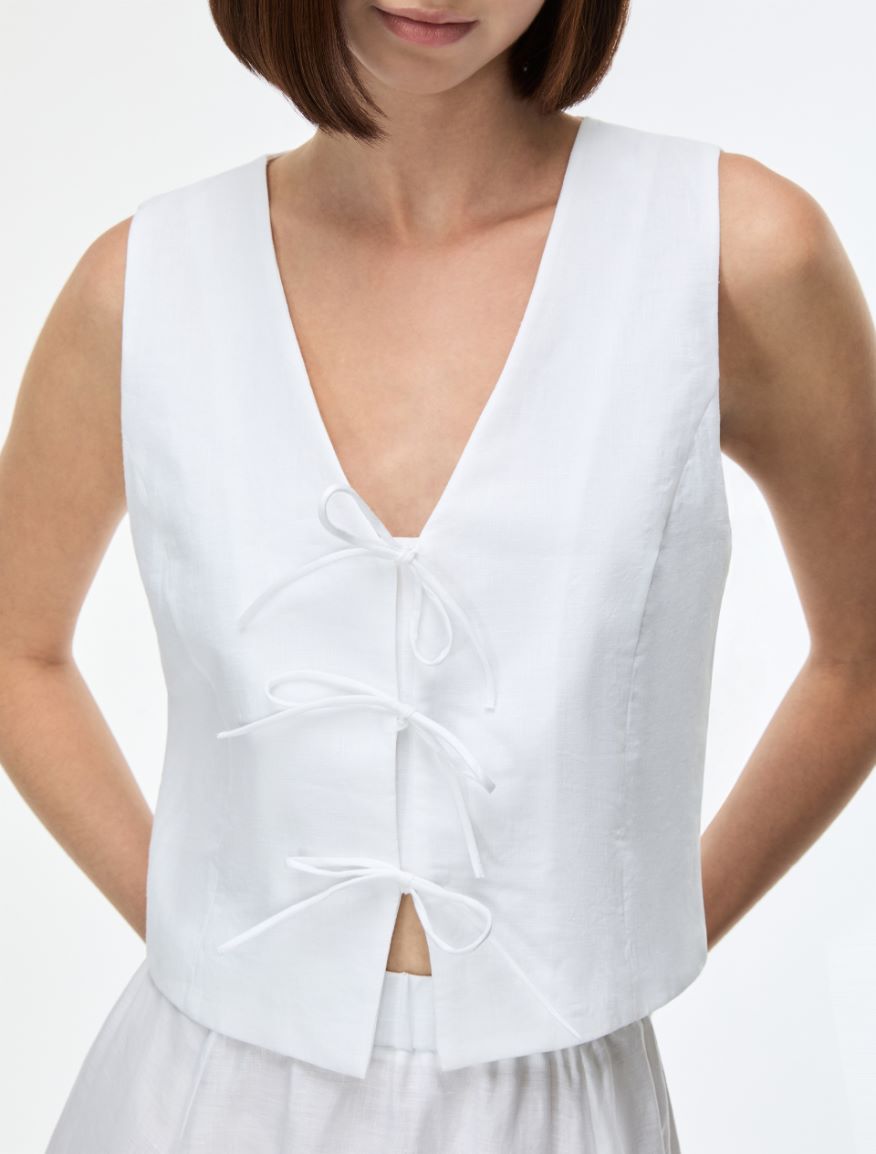 Linen gilet - WHITE - Iblues - 3