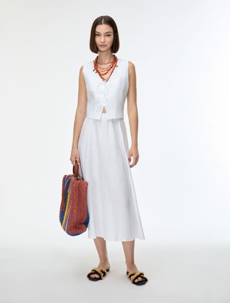 Linen gilet - WHITE - Iblues - 4