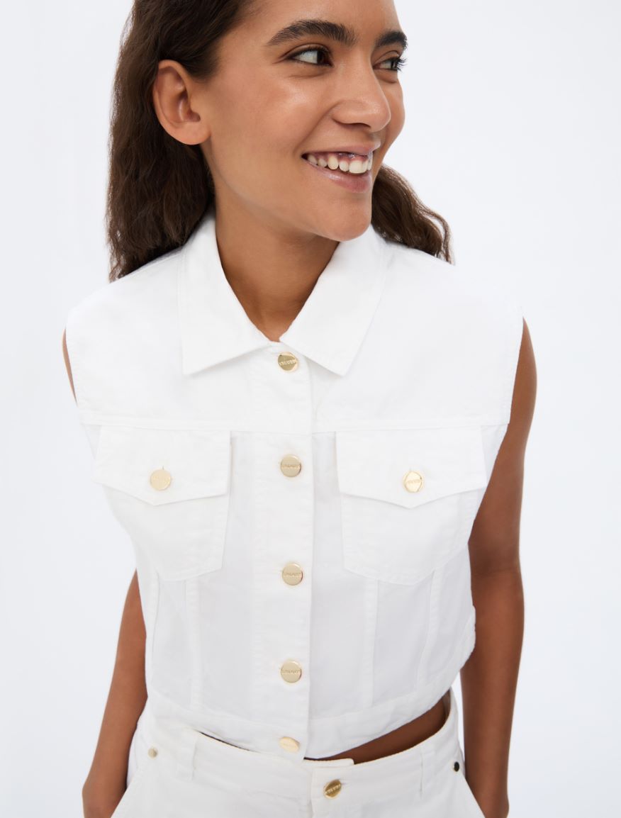 Cropped gilet - OPTICAL WHITE - Iblues - 3